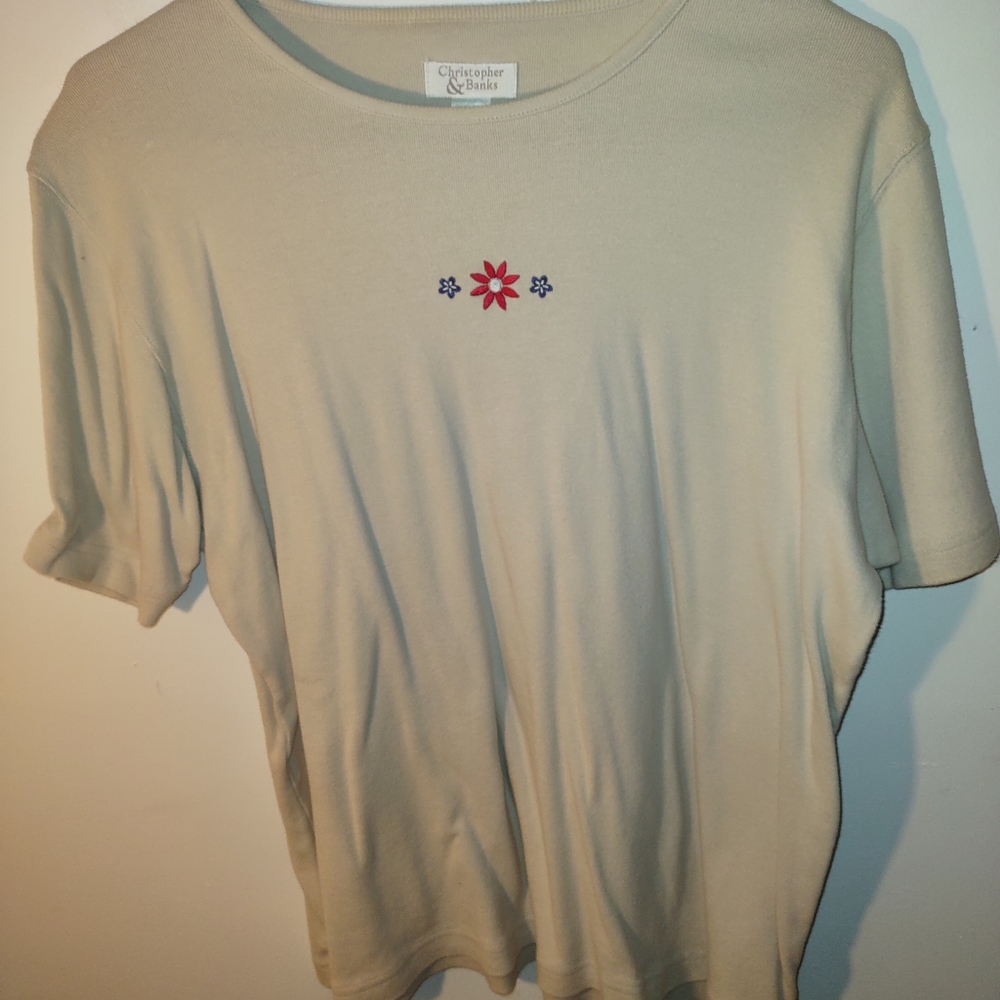 Christopher & Banks Cream Top. Size: Extra Large.